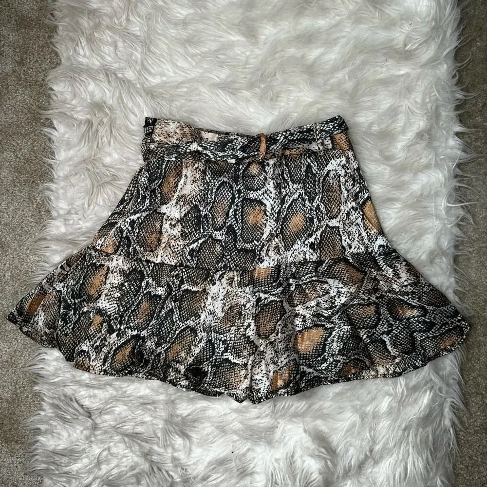 Zara Snake Print Micro Mini Skort Skirt